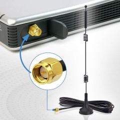 Bingfu Dual Band WiFi 2.4GHz 5GHz 5.8GHz 9dBi Magnetic Base SMA Male Antenna for Wireless Vedio Security Camera Surveillance Recorder Vehicle Truck Trailer Rear View Backup Camera Reversing Monitor