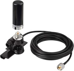 Bingfu Vehicle Ham Radio Mobile Radio Antenna VHF UHF 136-174MHz 400-470MHz Car Truck Amateur Radio Two Way Radio Low Profile Antenna with Lip Mount Fixed Bracket PL259 Male 5m 16.5 feet RG58 Cable