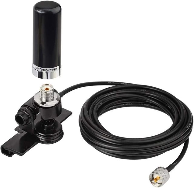 Bingfu Vehicle Ham Radio Mobile Radio Antenna VHF UHF 136-174MHz 400-470MHz Car Truck Amateur Radio Two Way Radio Low Profile Antenna with Lip Mount Fixed Bracket PL259 Male 5m 16.5 feet RG58 Cable