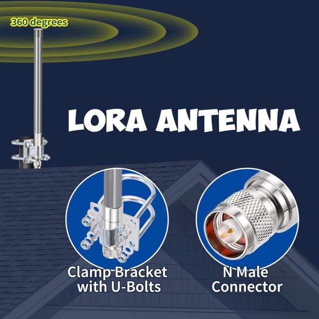 Bingfu 915MHz Helium HNT Lora Antenna 3dBi - 10ft ALSR240 Low Loss Cable - Compatible with Nebra Bobcat 300 Cal-Chip RAK V2 Syncrobit SenseCAP M1 Helium HNT Miner Hotspot Gateway