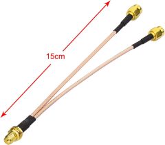 Bingfu RP-SMA Female Bulkhead Mount to Dual RP-SMA Male WiFi Antenna Adapter Splitter Cable 15cm 6 inch for WiFi Router Hotspot Wireless Mini PCI Express PCIE Network Card Adapter