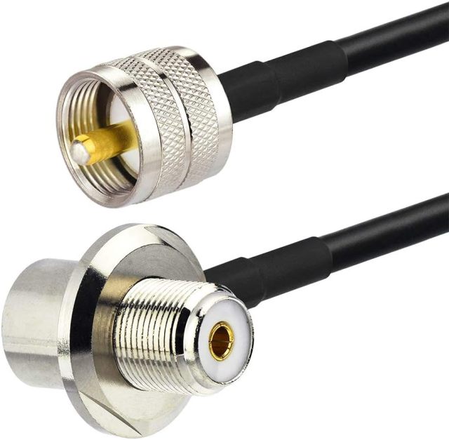 Bingfu UHF PL259 Male to UHF SO239 Female Right Angle Bulkhead Mount RG58 Cable 20 feet for Vehicle Car SUV Truck CB Radio Ham Radio Two Way Radio Amateur Radio