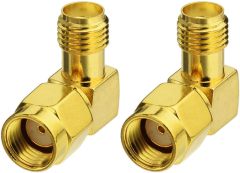 Bingfu RP-SMA Male to SMA Female Right Angle Antenna Connector Adapter (2-Pack) for FPV Drone Controller WiFi Router PCIE Network Card Adapter Security Camera 4G LTE Cellular Trail Camera