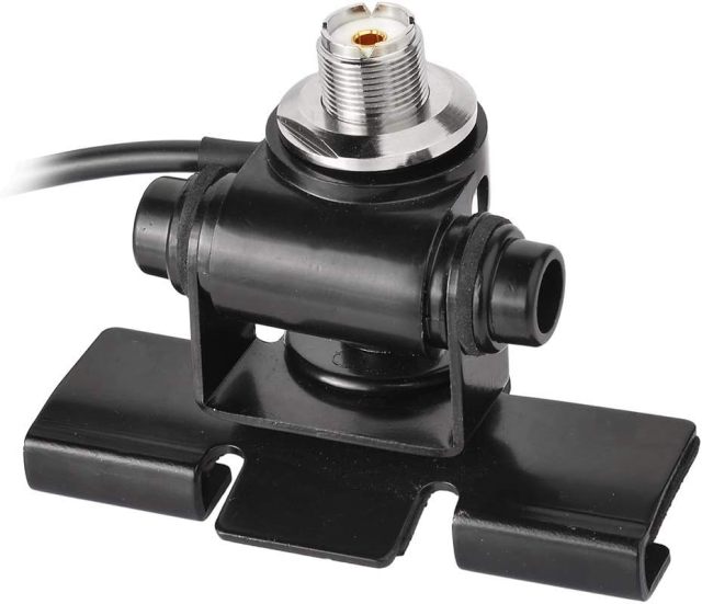 Bingfu Vehicle Mobile Radio Antenna Fix Bracket Mounting Lip Mount with 5m 16.5 feet UHF PL259 Male to SO239 Female Bulkhead Mount RG58 Cable for Car Truck Ham Radio Amateur Radio
