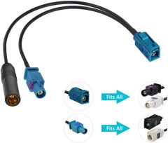 Bingfu Car Antenna Splitter Car Stereo FM AM Radio Antenna Adapter Cable Fakra Z Female Male to DIN Connector Cable 6 inch for Car Stereo Audio HD Radio Head Unit CD Media Player Receiver