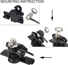 Bingfu Vehicle Mobile Radio Antenna Fix Bracket Mounting Lip Mount with 5m 16.5 feet UHF PL259 Male to SO239 Female Bulkhead Mount RG58 Cable for Car Truck Ham Radio Amateur Radio