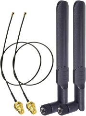 Bingfu Dual Band WiFi 2.4GHz 5GHz 5.8GHz 8dBi RP-SMA Male Antenna & 20cm 8 inch U.FL IPX IPEX MHF4 to RP-SMA Female Extension Cable 2-Pack for M.2 NGFF Intel Wireless Network Card WiFi Adapter Laptop