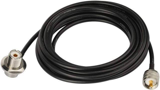 Bingfu UHF PL259 Male to UHF SO239 Female Right Angle Bulkhead Mount RG58 Cable 20 feet for Vehicle Car SUV Truck CB Radio Ham Radio Two Way Radio Amateur Radio