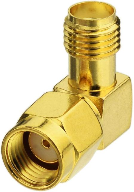 Bingfu RP-SMA Male to SMA Female Right Angle Antenna Connector Adapter (2-Pack) for FPV Drone Controller WiFi Router PCIE Network Card Adapter Security Camera 4G LTE Cellular Trail Camera