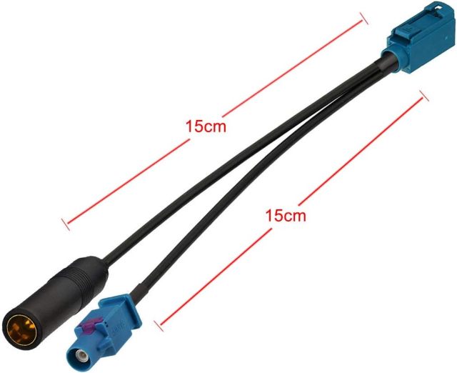 Bingfu Car Antenna Splitter Car Stereo FM AM Radio Antenna Adapter Cable Fakra Z Female Male to DIN Connector Cable 6 inch for Car Stereo Audio HD Radio Head Unit CD Media Player Receiver