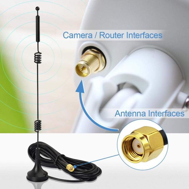 Bingfu Dual Band WiFi 2.4GHz 5GHz 5.8GHz 9dBi Magnetic Base RP-SMA Male Antenna for WiFi Router Wireless Network Card USB Adapter Security IP Camera Video Surveillance Monitor
