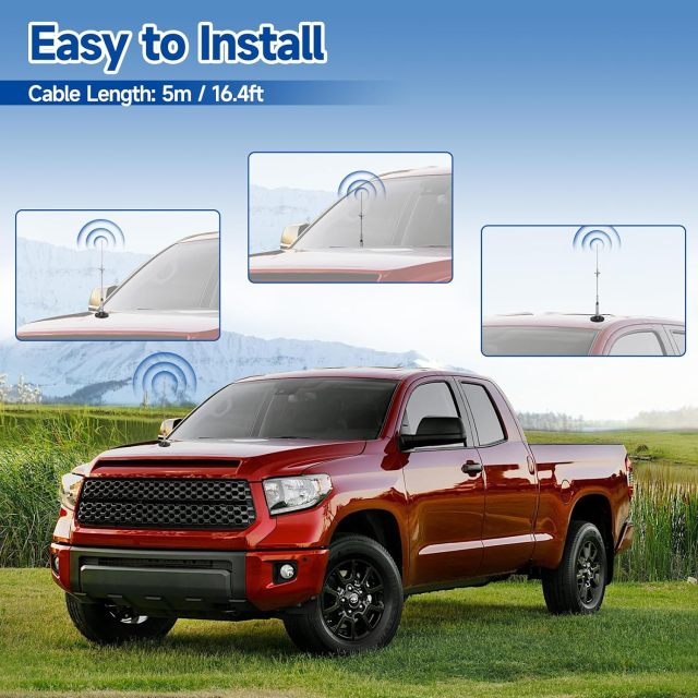 Bingfu Vehicle Mobile Ham Radio High Gain Antenna Dual Band VHF UHF 136-174MHz 400-470MHz Amateur Radio Anti-Rust Antennas with Magnetic Base 16.4ft Cable for Car Truck Two Way Radio Marine VHF Radio