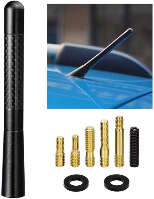 Bingfu Vehicle Roof Mount Antenna Mast 4.7 inch Carbon Fiber Car Antenna Replacement for Ford Dodge Toyota Honda Chevrolet Nissan Jeep Subaru GMC