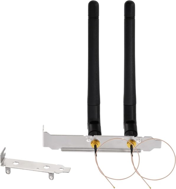 Bingfu Dual Band WiFi Antenna 2.4GHz 5GHz 5.8GHz 3dBi MIMO RP-SMA Male + 2 x 7.87 inch u.fl to Rp-SMA Cable + PCIe Slot Bracket for WiFi Router Wireless Mini PCI Express PCIE Network Card Adapter