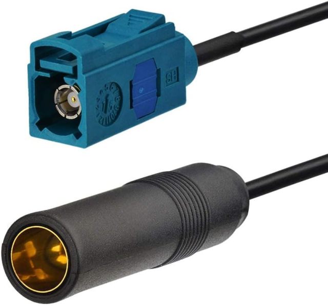Bingfu Car Antenna Adapter Car Stereo FM AM Radio Antenna Adapter Fakra Z Female to DIN Socket Connector Cable 30cm 1 feet for Car Stereo Audio HD Radio Head Unit CD Media Player Receiver