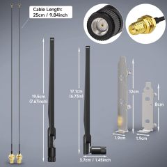 Bingfu Tri-Band WiFi 2.4GHz 5GHz 6E Wifi6 Antenna & 8inch U.FL IPX IPEX to RP-SMA Cable with PCI Slot Bracket for M.2 NGFF Intel Wireless Network Card WiFi Adapter