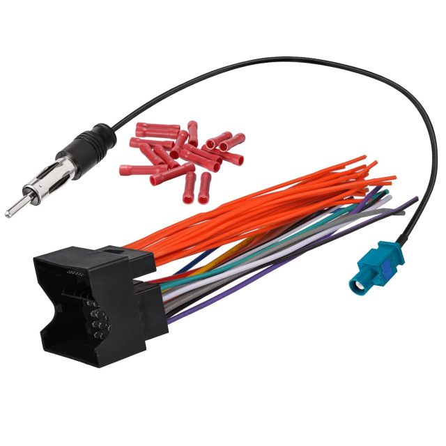 Bingfu Radio Wiring Harness for Select 2001-up Mini / 97-20 Audi 16+12+12 Pin XA93 Wire Harness with Antenna Adapter for Aftermarket Car Stereo Installation