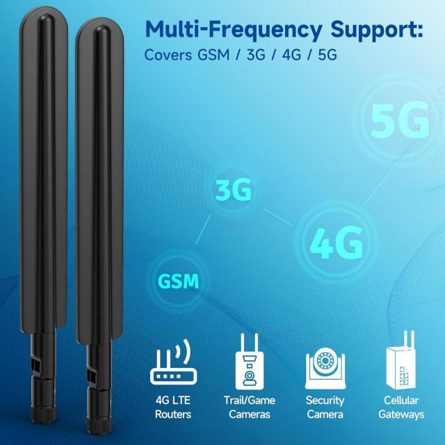 Bingfu SMA Male 5G Antenna 698-960MHz 1710-2690MHz 3300-3800MHz 4800-4900MHz 3dBi Antennas 2-Pack Compatible with 5G 4G LTE Cellular Router CPE Gateway Modem D-Link DWR-2010 5G NR Wireless Router