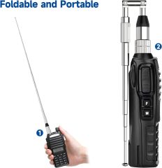 Bingfu Dual Band VHF UHF Ham Radio Antenna Handheld Amateur 136-174 400-470 MHz 5 Section Telescopic High Gain Antennas for  Wouxun Baofeng BF-F8HP UV-5R UV-82 BF-888S