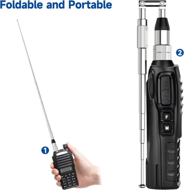 Bingfu Dual Band VHF UHF Ham Radio Antenna Handheld Amateur 136-174 400-470 MHz 5 Section Telescopic High Gain Antennas for  Wouxun Baofeng BF-F8HP UV-5R UV-82 BF-888S