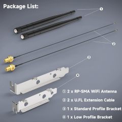 Bingfu Mini Dual Band 2.4GHz 5.8GHz WiFi Antenna + IPEX IPX U.FL to RP-SMA Cable & PCIe Slot Bracket for M.2 NGFF Intel Wireless Network Card WiFi Adapter