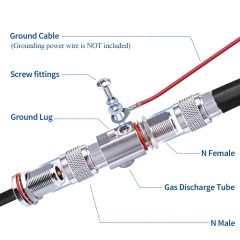 Bingfu N Type Lightning Arrestor 0-6GHz N Male to N Female Low Loss Coaxial Surge Protector