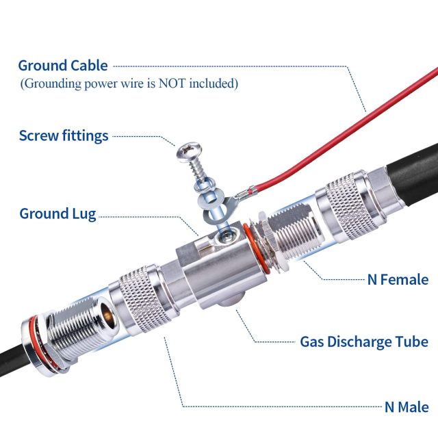 Bingfu N Type Lightning Arrestor 0-6GHz N Male to N Female Low Loss Coaxial Surge Protector