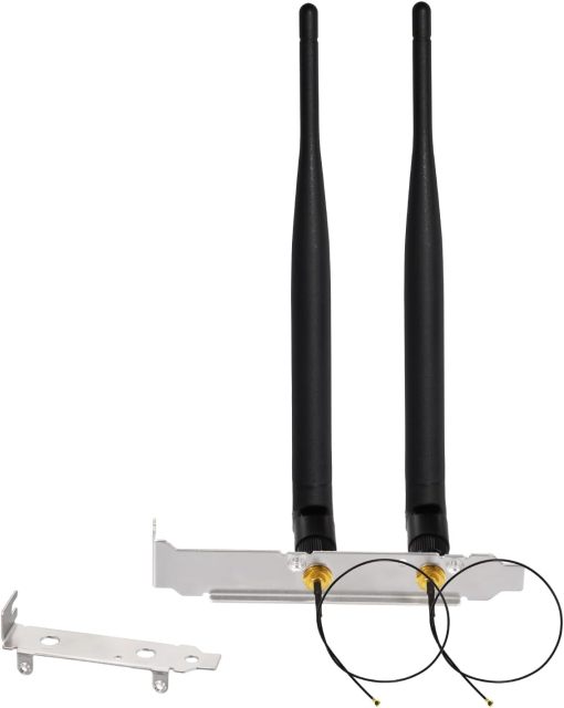 Bingfu Dual Band WiFi 2.4GHz 5.8GHz 6dBi RP-SMA Male Antenna + U.FL IPX IPEX MHF4 to RP-SMA Female Extension Cable + PCI Slot Cover for M.2 NGFF Intel Wireless Network Card WiFi Adapter Laptop