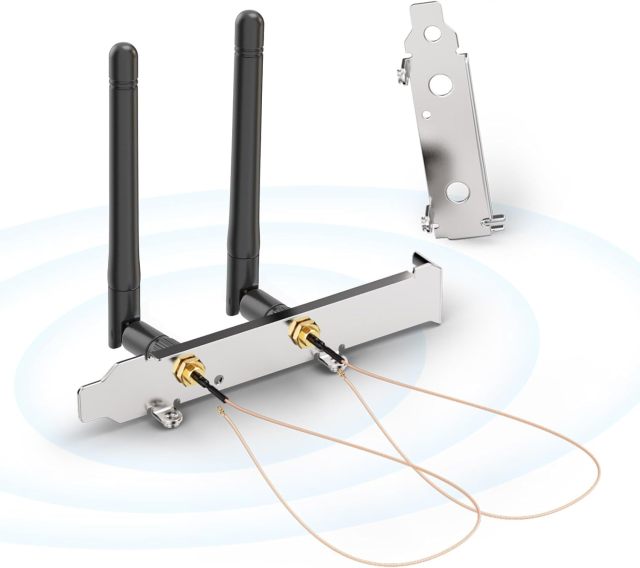 Bingfu Dual Band WiFi Antenna 2.4GHz 5GHz 5.8GHz 3dBi MIMO RP-SMA Male + 2 x 7.87 inch u.fl to Rp-SMA Cable + PCIe Slot Bracket for WiFi Router Wireless Mini PCI Express PCIE Network Card Adapter