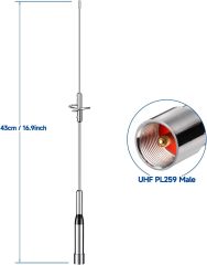 Bingfu Vehicle Mobile Ham Radio High Gain Antenna Dual Band VHF UHF 136-174MHz 400-470MHz Amateur Radio Anti-Rust Antennas for Car Truck Ham Radio Two Way Radio Marine VHF Radio