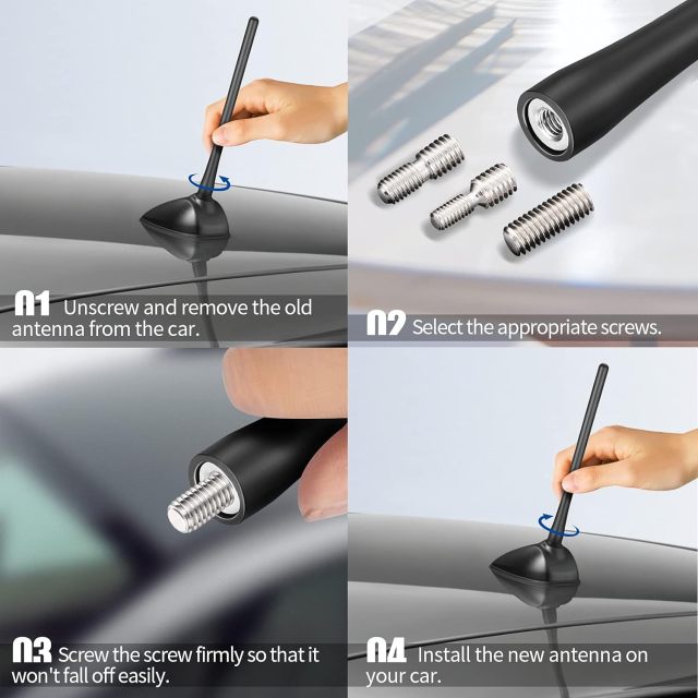 Bingfu Short Car Antenna Replacement Compatible with Ford Explorer Escape Ranger Focus Chevrolet Equinox Colorado GMC Canyon Dodge Jeep Grand Cherokee Compass Auto Antenna