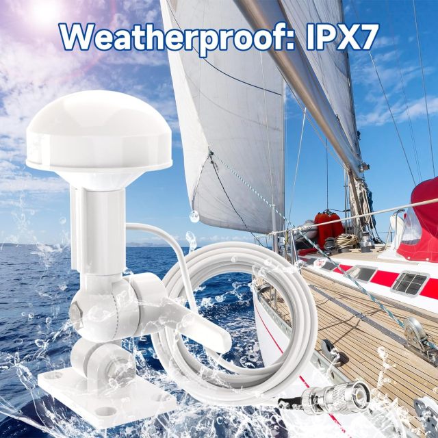 Bingfu Boat Marine GPS Navigation External Antenna (16.5ft Cable) with Bracket Compatible with Garmin GPSMAP MAP NavTalk StreetPilot Furuno Matsutec Trimble Transducer Fishfinder Sounder