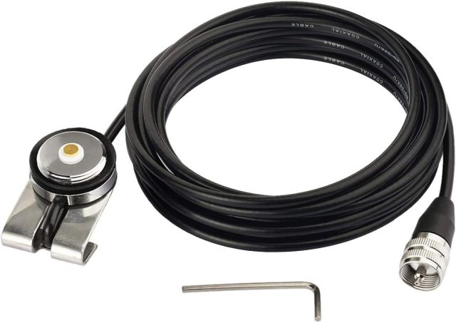 Bingfu Vehicle Mobile Radio Antenna NMO Mount Fix Bracket Lip Mount with 5m 16.5 feet RG58 Cable UHF PL259 Male Connector for Car Truck Amateur Radio Ham Radio Mobile Radio Antenna