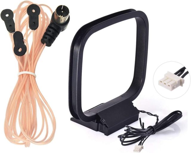 Bingfu AM Antenna 75 Ohm FM Dipole Antenna 3-Pin AM Loop Antenna for Sony HiFi Series Sharp Stereo System Indoor Digital HD Radio Bluetooth Stereo AV Receiver Audio Video Home Theater Receiver