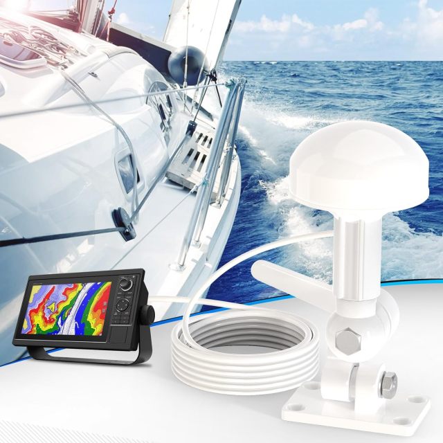 Bingfu Boat Marine GPS Navigation External Antenna (16.5ft Cable) with Bracket Compatible with Garmin GPSMAP MAP NavTalk StreetPilot Furuno Matsutec Trimble Transducer Fishfinder Sounder