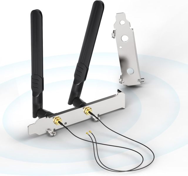 Bingfu Dual Band WiFi 2.4GHz 5.8GHz 8dBi RP-SMA Male Antenna + 9.84 inch U.FL IPX IPEX MHF4 to RP-SMA Female Extension Cable + PCI Slot Cover for M.2 NGFF Intel Wireless Network Card WiFi Adapter