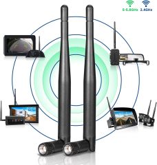 Bingfu Dual Band WiFi 2.4GHz 5GHz 5.8GHz Replacement Antenna for Furrion Back Up RV Rear View Backup Camera Truck Tractor Trailer Pickup SUV Vehicle Trail Reverse Monitor Camera Mimo Antennas (4 Pack)