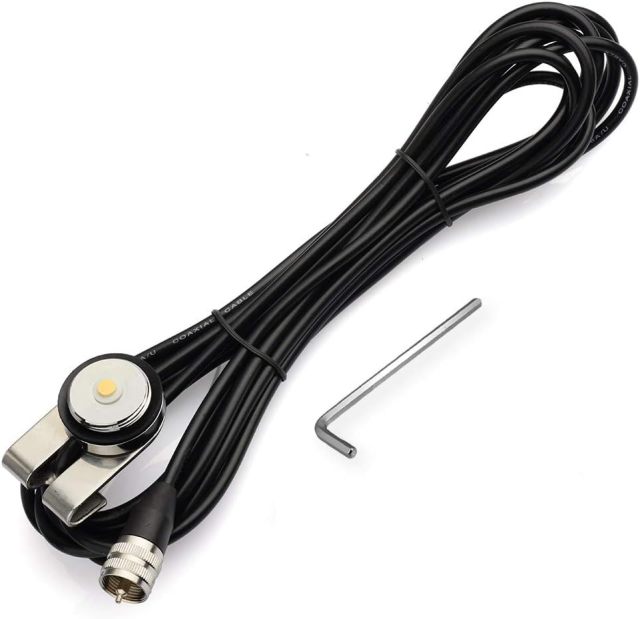 Bingfu Vehicle Mobile Radio Antenna NMO Mount Fix Bracket Lip Mount with 5m 16.5 feet RG58 Cable UHF PL259 Male Connector for Car Truck Amateur Radio Ham Radio Mobile Radio Antenna