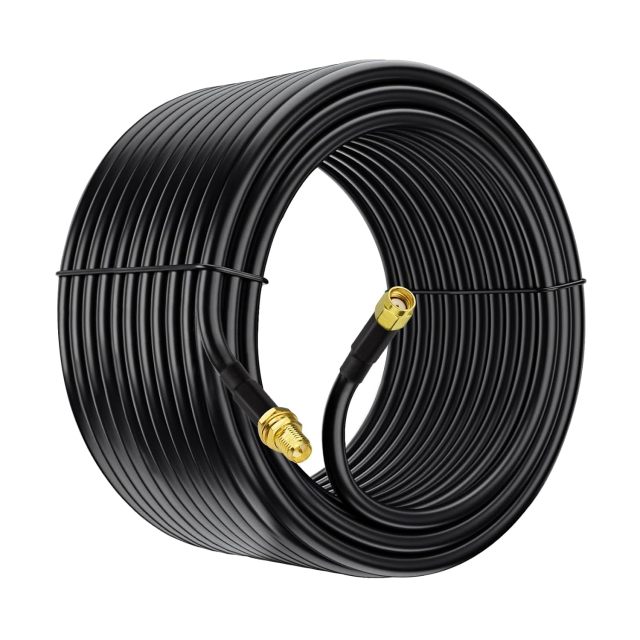 BINGFU WiFi Antenna Extension Coaxial Cable 20ft RP-SMA Male to RP-SMA Female Bulkhead Mount Double Shielded Low Loss ALSR240 Cable for WiFi Wireless Router Hotspot Security IP Camera