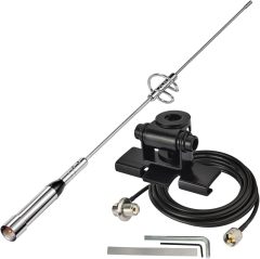 Bingfu Mobile Ham Radio High Gain Antenna Dual Band VHF UHF 136-174MHz 400-470MHz Anti-Rust Antennas with Lip Mount Fixed Bracket 16.4 ft Cable for Car Truck Amateur Two Way Radio Marine VHF Radio