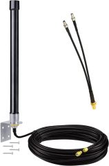 Bingfu 4g LTE Long Range Cellular Antenna Wall Mount - 32.8ft Cable - with SMA to Dual ts9 Adater - Compatible with Spypoint Link Micro Covert Wildlife Hunting Game Cam Outdoor Mobile Security Camera