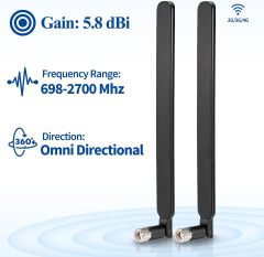 Bingfu SMA Male 4g LTE Antenna 6dBi (2-Pack) Compatible with Verizon AT&T T-Mobile Sprint 4G LTE Wireless Router CPE Hotspot IoT Gateway Modem Cellular Trail Camera