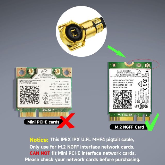 Bingfu Mini Dual Band 2.4GHz 5.8GHz WiFi Antenna + IPEX IPX U.FL to RP-SMA Cable & PCIe Slot Bracket for M.2 NGFF Intel Wireless Network Card WiFi Adapter