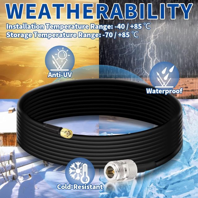 BINGFU N Female to RP-SMA Male Pure Copper Low Loss Coaxial Cable 10ft Compatible with 4G WiFi Cellular LTE Amplifier Extender Transceivers Phone Signal Booster Lora Surge Arrester Cables