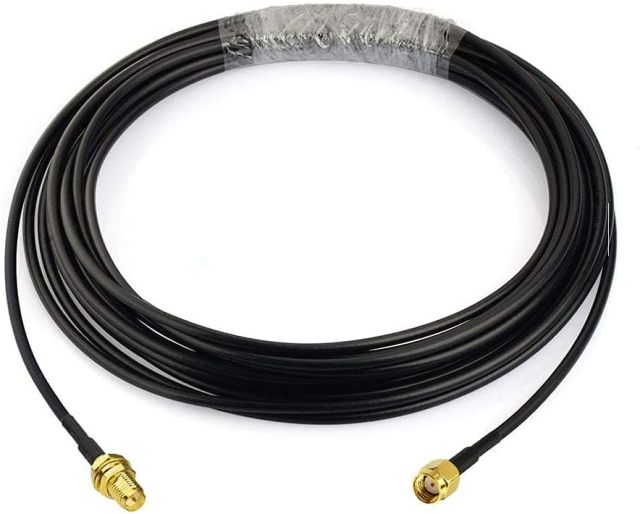 Bingfu RP-SMA Male to RP-SMA Female Bulkhead Mount RG174 WiFi Antenna Extension Coaxial Cable 5m 16.5 feet for WiFi Router Wireless Network Card USB Adapter Security IP Camera