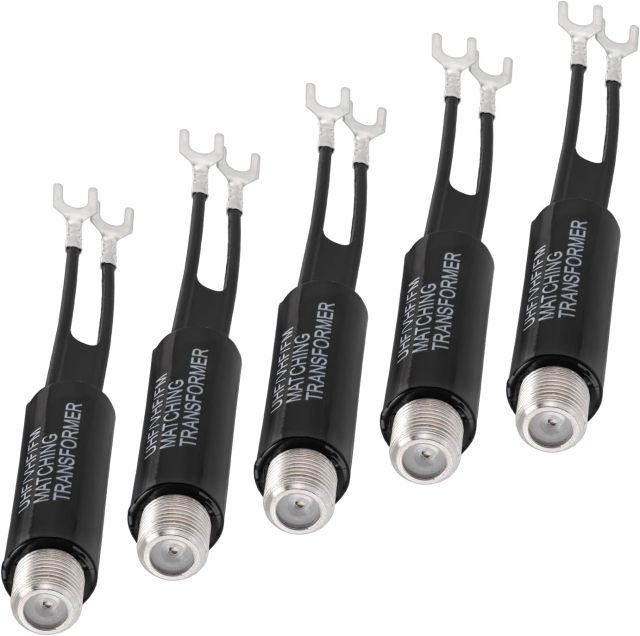 Bingfu 75 ohm F-Type to 300 ohm Twin-Lead UHF/VHF/FM Balun Antenna Matching Transformer Converter Coaxial Adapter Connector 5 Pack