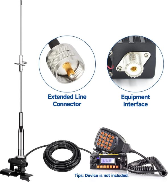 Bingfu Mobile Ham Radio High Gain Antenna Dual Band VHF UHF 136-174MHz 400-470MHz Anti-Rust Antennas with Lip Mount Fixed Bracket 16.4 ft Cable for Car Truck Amateur Two Way Radio Marine VHF Radio