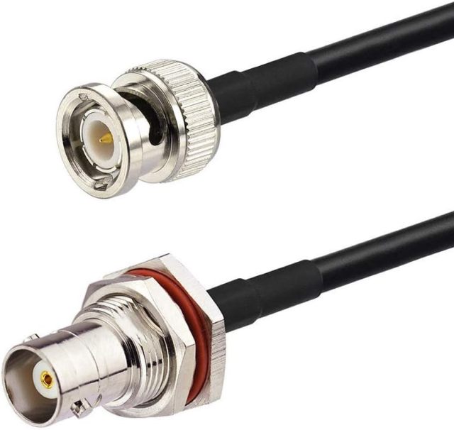 Bingfu BNC Male to Female Bulkhead Mount RG58 Coax Jumper Cable 2m 6.5 feet for Wireless Microphone System Receiver CB Radio UHF VHF Ham Radio Amateur Radio Mobile Radio Antenna Patch Panel Rack Mount