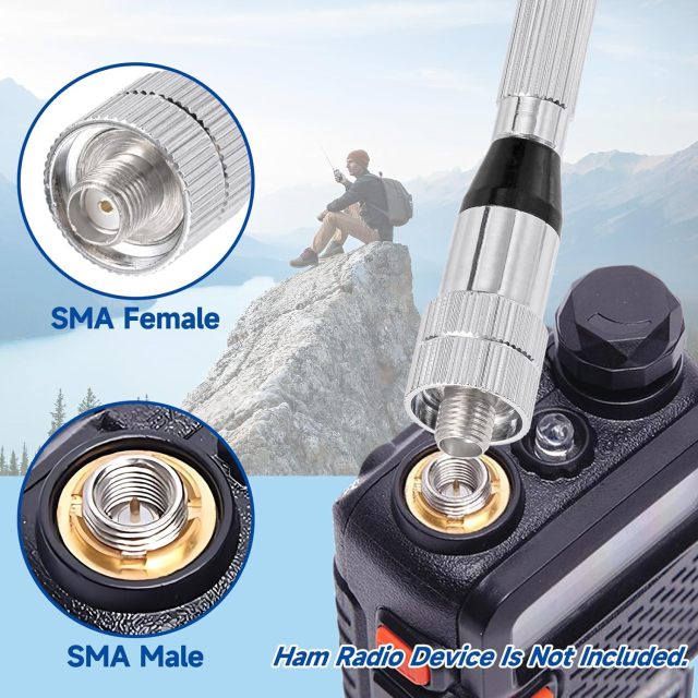 Bingfu Dual Band VHF UHF Ham Radio Antenna Handheld Amateur 136-174 400-470 MHz 5 Section Telescopic High Gain Antennas for  Wouxun Baofeng BF-F8HP UV-5R UV-82 BF-888S