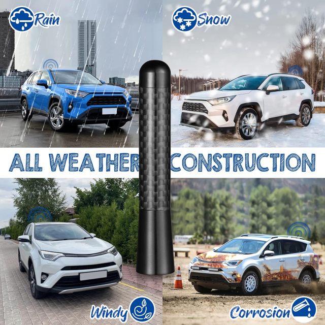Bingfu Mini Car Antenna Roof Mount 3.2 inch Carbon Fiber Car Antenna Replacement Compatible with Toyota Honda Chevrolet Nissan Ford Jeep Subaru GMC